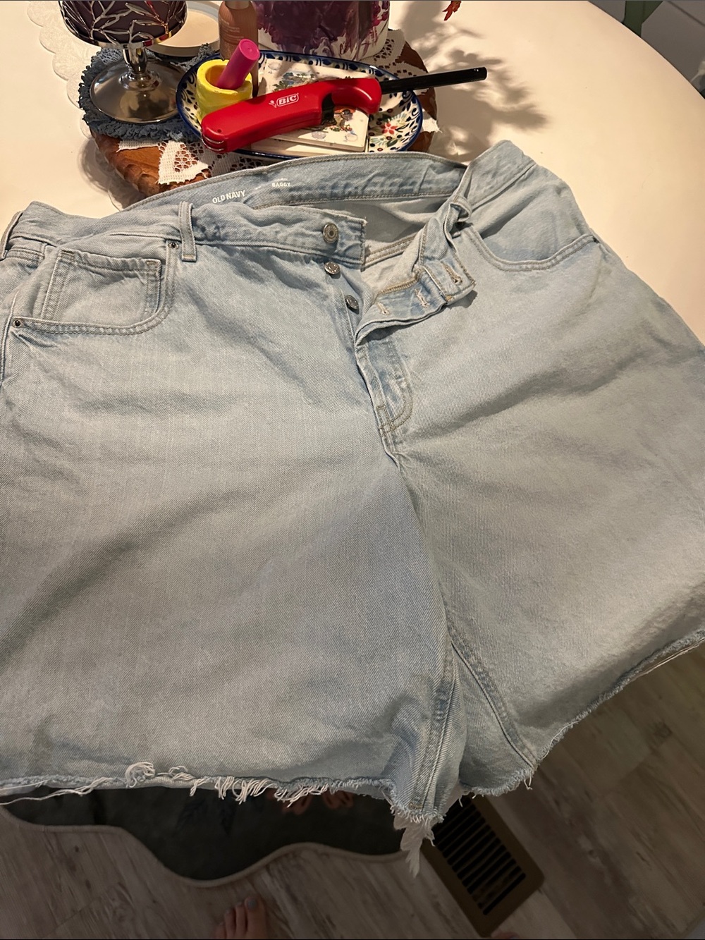 Old Navy Light Blue Frayed Hem Denim Shorts